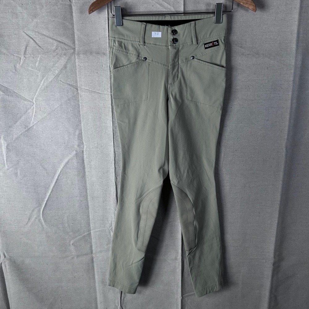 Kerrits Kids Equestrian Riding Breeches Tan Knee Patch Performance Pants Size M